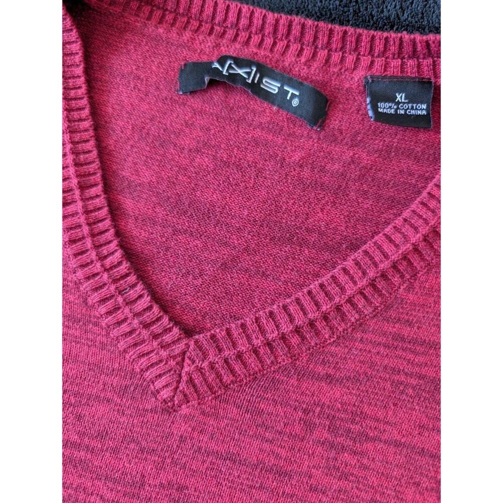 100% Cotton V Neck Normcore Skater Grunge Indie Sleaze Dad Red Sweater Pullover image 4